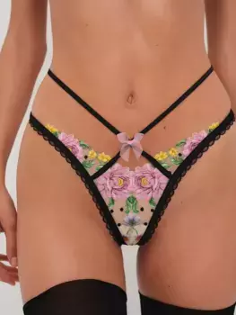 Джоанни Стринги Трусики For Love & Lemons, черный/мультиколор