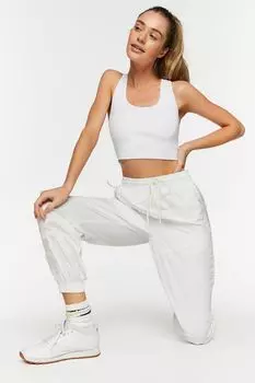 Джоггеры Active с застежкой-молнией и подолом Forever 21, белый