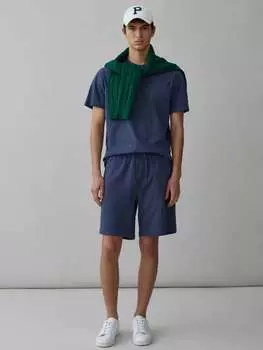 Джоггеры-Бермуды из флиса с кулиской Piombo, цвет dark blue