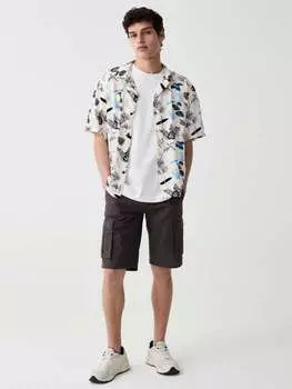 Джоггеры-Бермуды из хлопка и льна Grand & Hills, цвет concrete grey