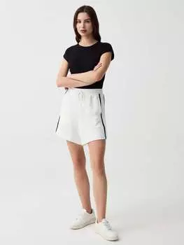 Джоггеры-Бермуды с полосатой окантовкой Ovs, цвет optical white