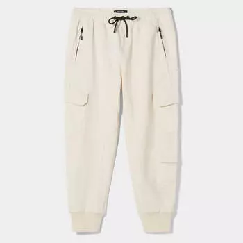 Джоггеры Bershka Slim Cargo, белый