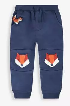 Джоггеры для мальчиков JoJo Maman Bb с аппликацией из лисы на коленях и питомцем в кармане Jojo Maman Bb, синий