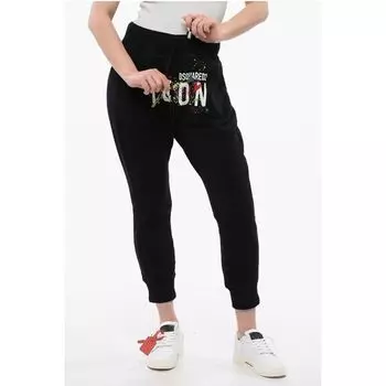 Джоггеры ICON из хлопка с флисом и накладным карманом Dsquared2, Black