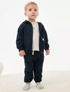 Джоггеры из чистого хлопка Marks & Spencer, темно-синий