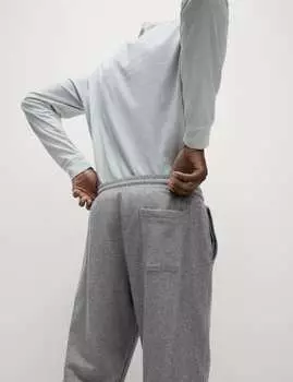 Джоггеры из чистого хлопка с флисовой подкладкой Marks & Spencer, серый мергель