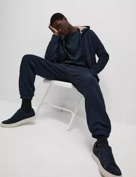 Джоггеры из чистого хлопка с флисовой подкладкой Marks & Spencer, темно-синий