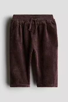 Джоггеры из хлопкового вельвета H&M, коричневый
