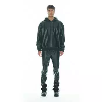 Джоггеры из искусственной кожи черного цвета HVMAN