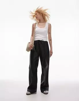 Джоггеры из искусственной кожи черного цвета Topshop