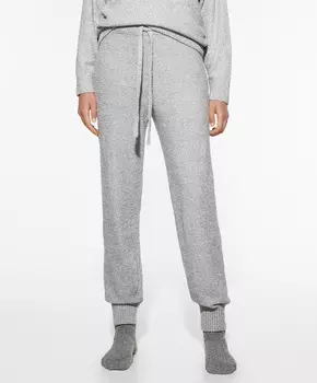 Джоггеры из искусственной овчины Oysho, серый меланж