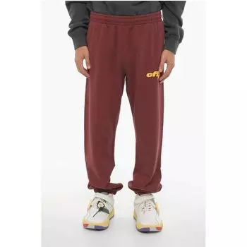 Джоггеры из начесаного хлопка с завязкой на талии Off-White, Burgundy