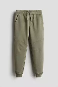 Джоггеры из потной ткани с эффектом потертости H&M, зеленый