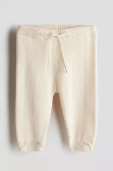 Джоггеры из тонкого хлопкового трикотажа. H&M, бежевый