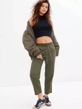 Джоггеры из вискозы и хлопка с кулиской Gap, цвет army green