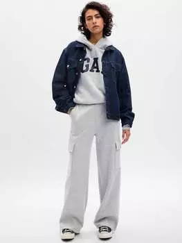 Джоггеры-Карго из флиса с кулиской Gap, цвет light grey marl