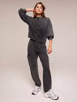 Джоггеры-карго из хлопка и джерси Mint Velvet, серый