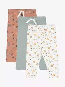 Джоггеры Mini Cuddles Baby с принтом Nature, упаковка из 3 шт., коричневый/белый/зеленый