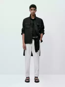 Джоггеры поплин чинос Massimo Dutti, белый