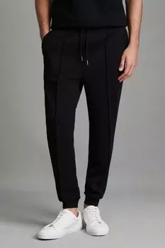 Джоггеры Premier Interlock из трикотажа с кулиской Reiss, черный