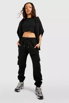 Джоггеры приманного кроя с карманами и манкетами Boohoo, черный