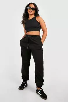 Джоггеры recycled plus basic с манкетами Boohoo, черный