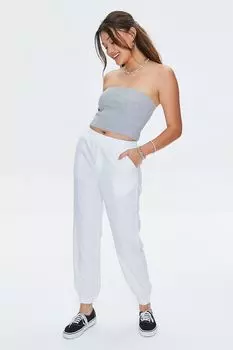 Джоггеры с карманами из льняной смеси Forever 21, белый