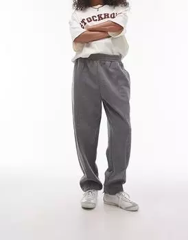 Джоггеры с манжетами pinktuck серого цвета Topshop