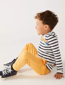 Джоггеры с высоким содержанием хлопка (2–8 лет) Marks & Spencer, ярко-красный