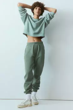 Джоггеры с высокой талией H&M, зеленый