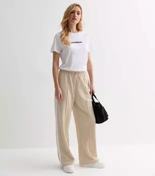 Джоггеры с защипами и полосками по бокам Stone New Look, светло-серый