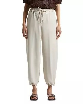 Джоггеры с завязкой на талии из смесовой шерсти Peserico, белый