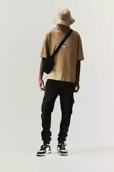 Джоггеры slim fit cargo H&M, черный