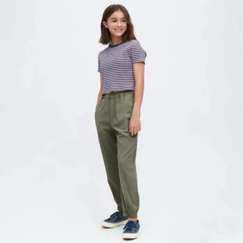 Джоггеры Uniqlo Linen Blend Relaxed Fit, оливковый