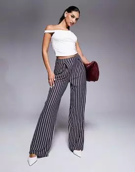 Джоггеры в полоску цвета уголь и белую полоску ASOS DESIGN
