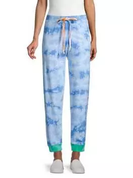 Джоггеры Warm с принтом, голубой