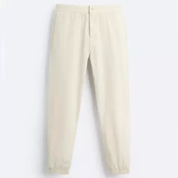 Джоггеры Zara Poplin Waist, серовато-бежевый