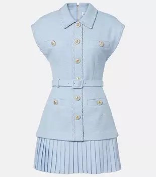 Джони плиссированное мини-платье с поясом Rebecca Vallance, Pale Blue