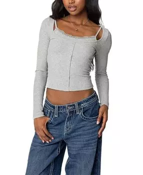 Джози Многослойный Топ с Ребристой Вязкой Edikted, серый