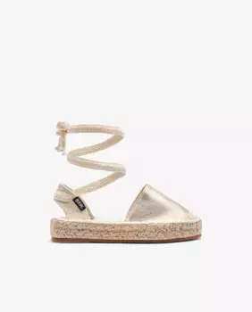 Джутовые эспадрильи на каблуке с металлическим отливом B&W, золотой