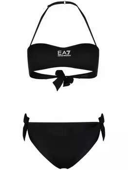 Ea7 Emporio Armani бикини с вырезом халтер и завязками, черный