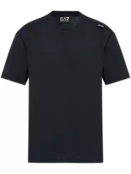 Ea7 Emporio Armani футболка из хлопка с металлическим логотипом, синий