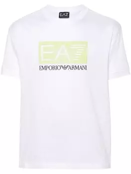 Ea7 Emporio Armani футболка из хлопка с заклепками и логотипом, белый