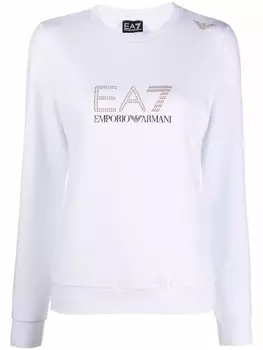 Ea7 Emporio Armani футболка с длинными рукавами и заклепками, белый