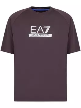Ea7 Emporio Armani футболка с логотипом, коричневый