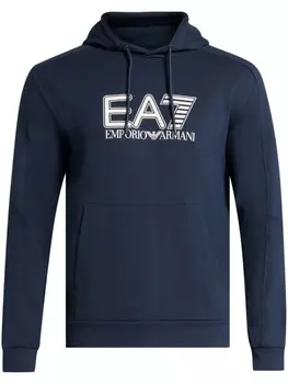 Ea7 Emporio Armani хлопковая толстовка с логотипом, синий