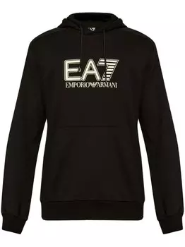Ea7 Emporio Armani хлопковая толстовка с логотипом, черный