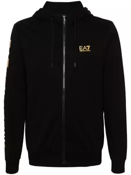 Ea7 Emporio Armani худи на молнии с логотипом, черный