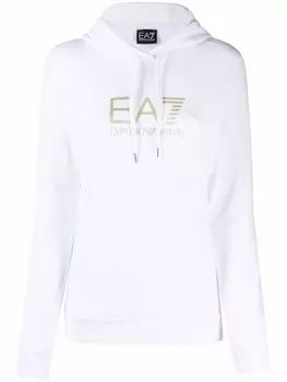 Ea7 Emporio Armani худи с тисненым логотипом, белый