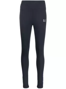Ea7 Emporio Armani легинсы с завышенной талией и логотипом, синий